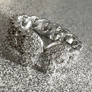 Fashion silver  faux diamond butterfly ring